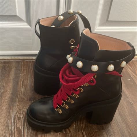 black gucci boots red laces knock off|Gucci lug sole dupe.